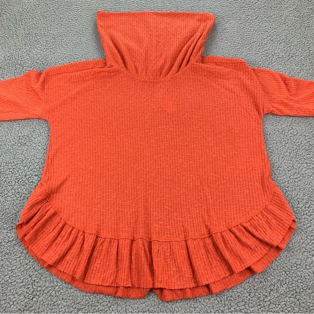 Maeve By Anthropologie Women's Ruffle Pullover Orange Cowl Neck Sweater  Size: S - Picture 4 of 15